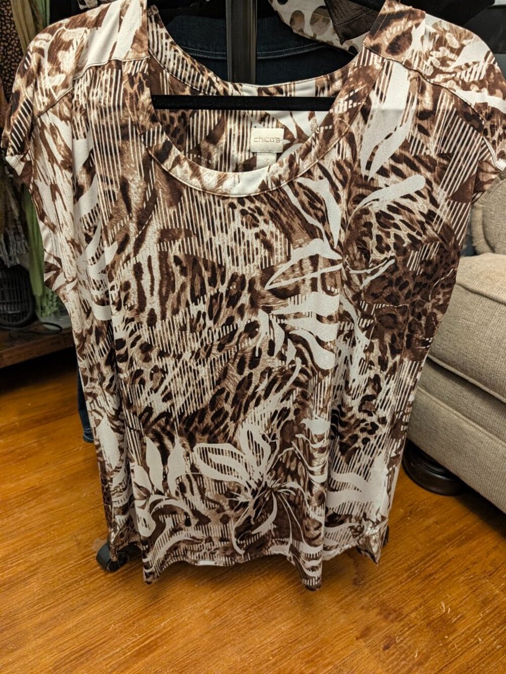 Chico's animal print blouse size 3